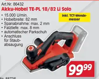 Zgonc Akku-Hobel TE-PL 18/82 Li Solo Angebot