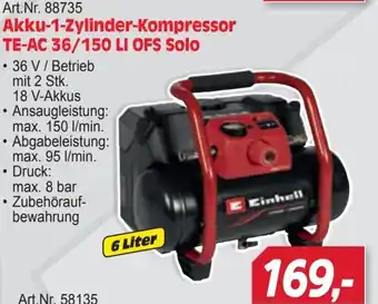 Zgonc Akku-1-Zylinder-Kompressor TE-AC 36/150 LI OFS Solo Einhell Angebot
