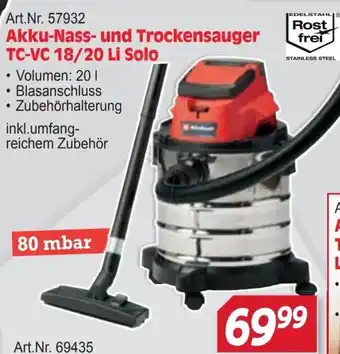Zgonc Akku-Nass- und Trockensauger TC-VC 18/20 Li Solo Angebot