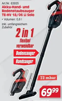 Zgonc Akku-Hand- und Bodenstaubsauger TE-HV 18/06 Li Solo Angebot