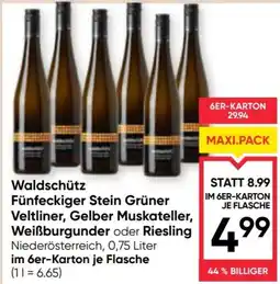 Maximarkt Waldschütz Fünfeckiger Stein Grüner Veltliner, Gelber Muskateller, Weißburgunder oder Riesling Angebot