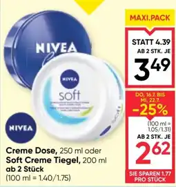 Maximarkt NIVEA Creme Dose oder Soft Creme Tiegel Angebot