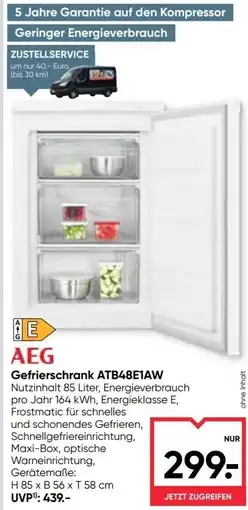 Maximarkt AEG Gefrierschrank ATB48E1AW Angebot