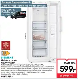 Maximarkt SIEMENS Gefrierschrank GS29NVWEP Angebot