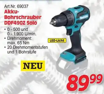 Zgonc Akku-Bohrschrauber DDF490Z Solo Angebot