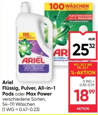 Maximarkt Ariel Flüssig, Pulver, All-in-1 Pods oder Max Power Angebot