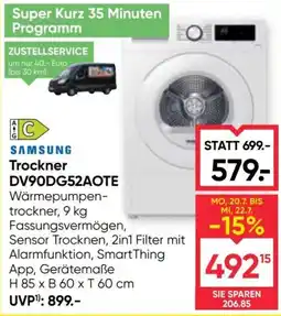 Maximarkt Samsung Trockner DV90DG52AOTE Angebot