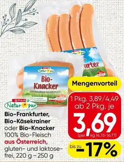 Spar Bio-Frankfurter, Bio-Käsekrainer oder Bio-Knacker Angebot