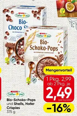 Spar SPAR Natur pur Bio-Schoko-Pops und Shells, Hafer Crispies Angebot