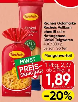 Spar Recheis Dinkelhetti Angebot
