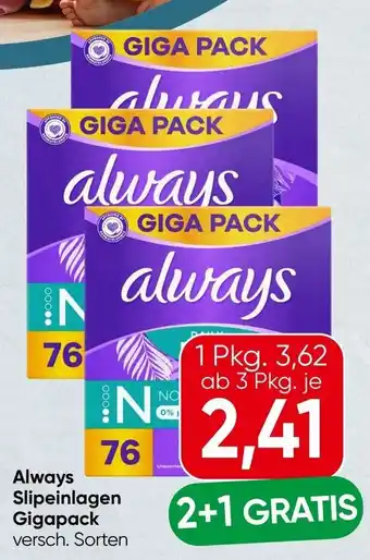 Spar Always Slipeinlagen Gigapack Angebot