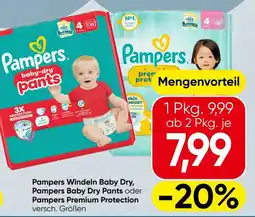 Spar Pampers Windeln Baby Dry, Pampers Baby Dry Pants oder Pampers Premium Protection Angebot
