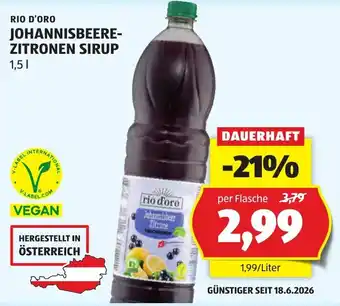 Hofer Rio d'Oro Johannisbeere-Zitronen Sirup Angebot