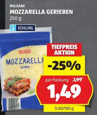 Hofer Milsani Mozzarella gerieben Angebot
