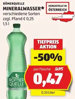 Hofer Römerquelle Mineralwasser Angebot