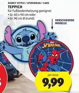 Hofer Disney Stitch / Spiderman / Cars Teppich Angebot