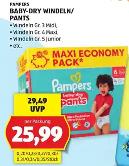 Hofer Pampers Baby-Dry Windeln/Pants Angebot