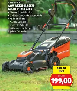 Hofer Yard Force 40V Akku-Rasenmäher LM C40B Angebot