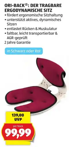 Hofer ORI-BACK®: Der tragbare ergodynamische Sitz Angebot