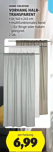 Hofer Home Creation Vorhang Halbtransparent Angebot