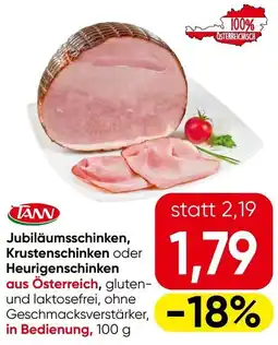 Eurospar TANN Jubiläumsschinken, Krustenschinken oder Heurigenschinken Angebot