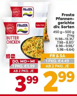 Billa Frosta Pfannen- gerichte Angebot