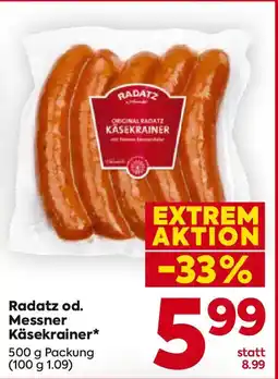 Billa Radatz od. Messner Käsekrainer Angebot