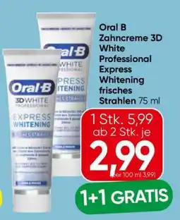 Eurospar Oral B Zahncreme 3D White Professional Express Whitening frisches Strahlen 75 ml Angebot