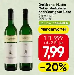 Spar Dreisiebner Muster Gelber Muskateller oder Sauvignon Blanc Angebot