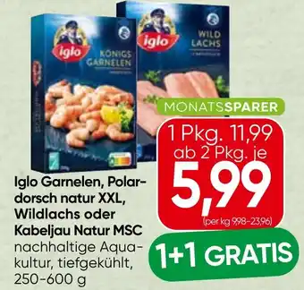 Iglo Garnelen, Polar-dorsch natur XXL, Wildlachs oder Kabeljau Natur MSC