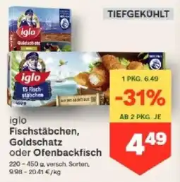 MPreis iglo Fischstäbchen, Goldschatz oder Ofenbackfisch Angebot
