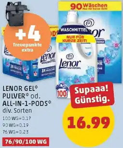 PENNY Lenor gel pulver od. all-in-1-pods Angebot