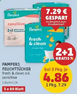 PENNY Pampers feuchttücher fresh & clean od. sensitive Angebot