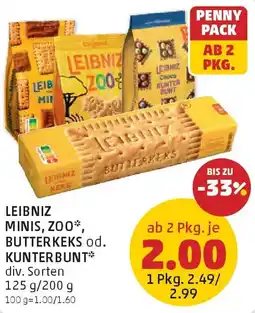 PENNY Leibniz minis, zoo butterkeks od. kunterbunt Angebot