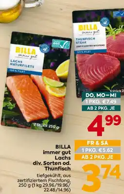 Billa BILLA immer gut Lachs od. Thunfisch Angebot