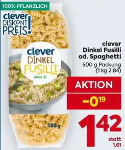 Billa Clever dinkel fusilli od. spaghetti Angebot
