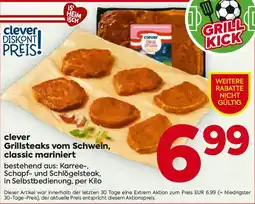 Billa Clever grillsteaks vom schwein, classic mariniert Angebot