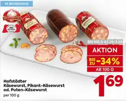Billa Hofstädter Käsewurst, Pikant-Käsewurst od. Puten-Käsewurst Angebot