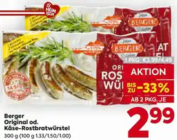 Billa Berger Original od. Käse-Rostbratwürstel Angebot