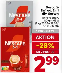Billa Nescafé 3 in 1 od. 2 in 1 Angebot