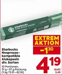 Billa Starbucks Nespresso- kompatible Alukapseln Angebot