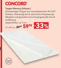 Matratzen Concord Topper Memory Schaum Angebot