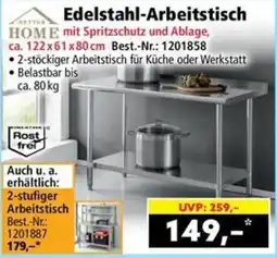 Norma Edelstahl-Arbeitstisch HOME Angebot