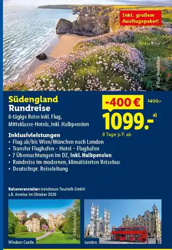 Lidl Südengland rundreise Angebot