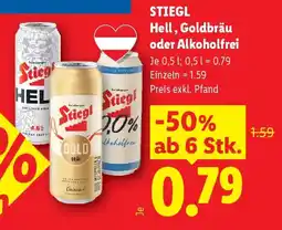 Lidl Stiegl hell goldbräu oder alkoholfrei Angebot