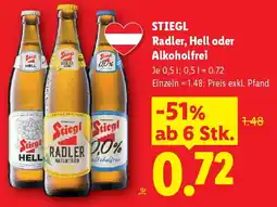 Lidl Stiegl radler hell oder alkoholfrei Angebot