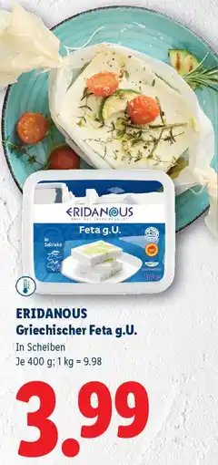 Lidl Eridanous griechischer feta g.u. Angebot