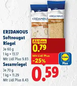 Lidl Eridanous softnougat riegel Angebot