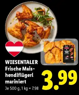 Lidl Wiesentaler frische mais hendlflügerl mariniert Angebot