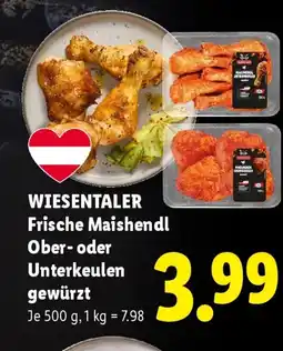 Lidl Wiesentaler frische maishendl ober oder unterkeulen gewürzt Angebot